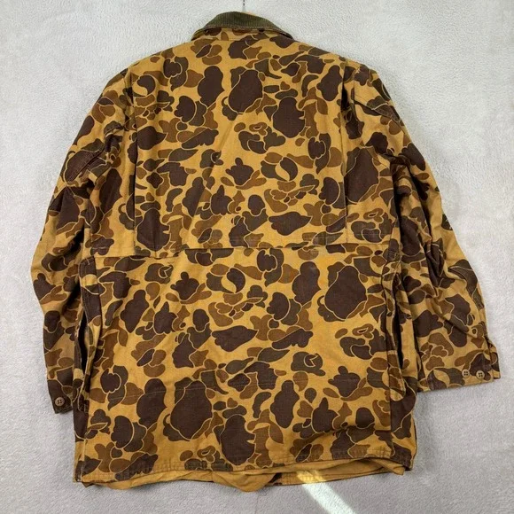 VINTAGE Sears Field Tested‎ Camo Duck Hunting Jacket Corduroy Collar Mens Large - Picture 12 of 14